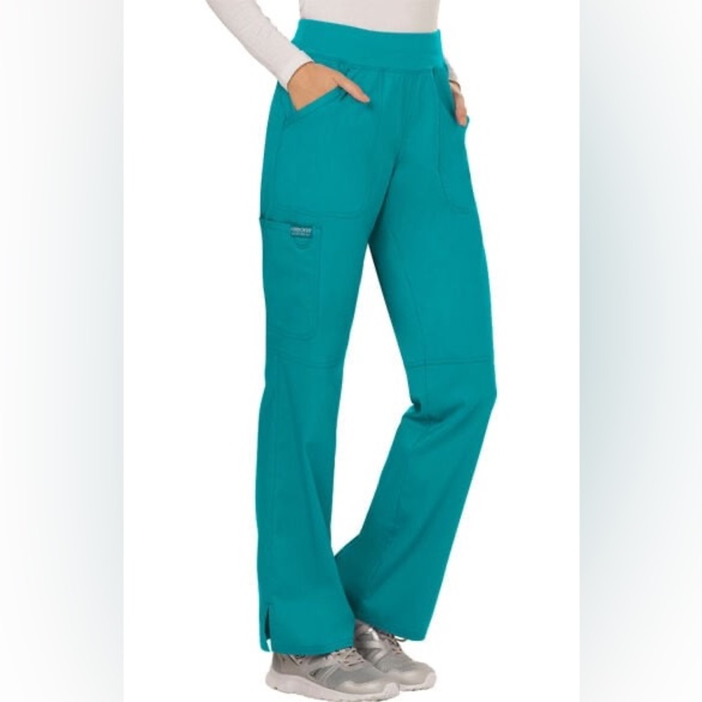 Cherokee Workwear Revolution Mid Rise Straight Leg Pull-on Pant WW110 Teal MED